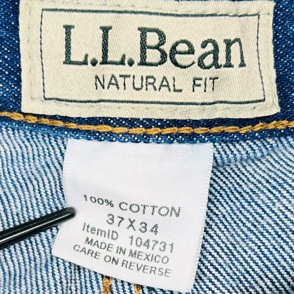 L.L. Bean Natural Fit 37x34 Men Cotton Denim Jeans Blue Outdoors Rugged